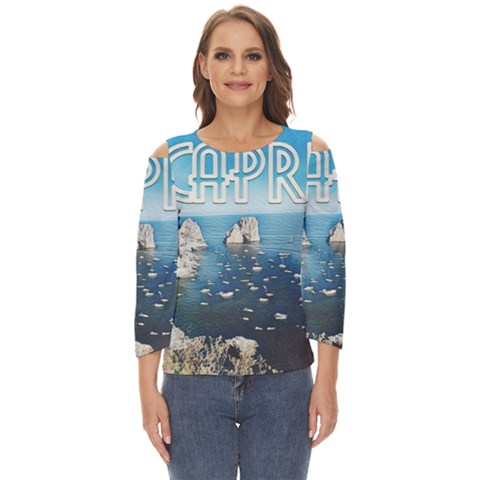 Capri, Italy Vintage Island  Cut Out Wide Sleeve Top by ConteMonfrey