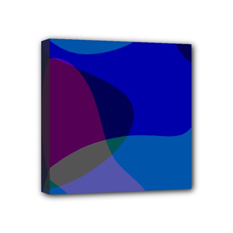 Blue Abstract 1118 - Groovy Blue And Purple Art Mini Canvas 4  X 4  (stretched) by KorokStudios