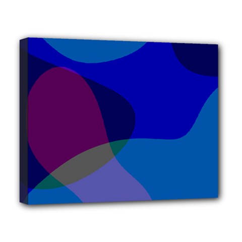 Blue Abstract 1118 - Groovy Blue And Purple Art Deluxe Canvas 20  X 16  (stretched) by KorokStudios