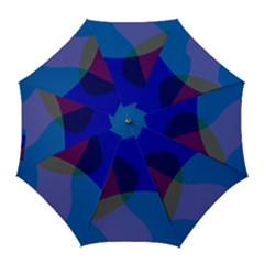 Blue Abstract 1118 - Groovy Blue And Purple Art Golf Umbrellas by KorokStudios