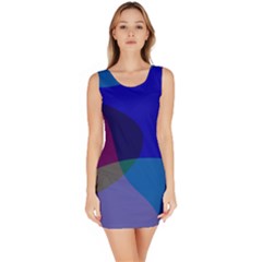 Blue Abstract 1118 - Groovy Blue And Purple Art Bodycon Dress by KorokStudios