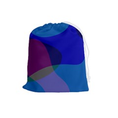 Blue Abstract 1118 - Groovy Blue And Purple Art Drawstring Pouch (large) by KorokStudios