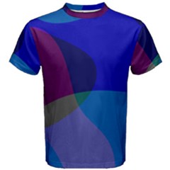 Blue Abstract 1118 - Groovy Blue And Purple Art Men s Cotton Tee by KorokStudios