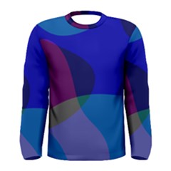 Blue Abstract 1118 - Groovy Blue And Purple Art Men s Long Sleeve Tee by KorokStudios