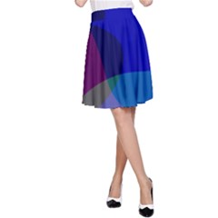 Blue Abstract 1118 - Groovy Blue And Purple Art A-line Skirt by KorokStudios