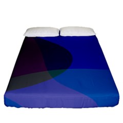 Blue Abstract 1118 - Groovy Blue And Purple Art Fitted Sheet (queen Size) by KorokStudios