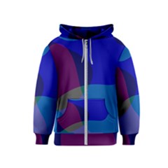 Blue Abstract 1118 - Groovy Blue And Purple Art Kids  Zipper Hoodie by KorokStudios