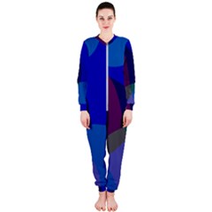 Blue Abstract 1118 - Groovy Blue And Purple Art Onepiece Jumpsuit (ladies) by KorokStudios