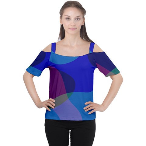 Blue Abstract 1118 - Groovy Blue And Purple Art Cutout Shoulder Tee by KorokStudios