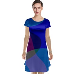 Blue Abstract 1118 - Groovy Blue And Purple Art Cap Sleeve Nightdress by KorokStudios