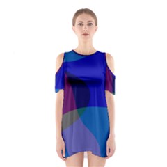 Blue Abstract 1118 - Groovy Blue And Purple Art Shoulder Cutout One Piece Dress by KorokStudios