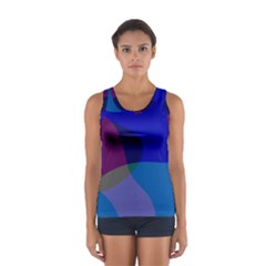 Blue Abstract 1118 - Groovy Blue And Purple Art Sport Tank Top  by KorokStudios