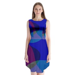 Blue Abstract 1118 - Groovy Blue And Purple Art Sleeveless Chiffon Dress   by KorokStudios