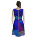 Blue Abstract 1118 - Groovy Blue And Purple Art Sleeveless Waist Tie Chiffon Dress View2