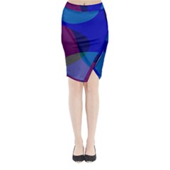 Blue Abstract 1118 - Groovy Blue And Purple Art Midi Wrap Pencil Skirt by KorokStudios