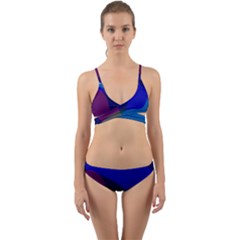 Blue Abstract 1118 - Groovy Blue And Purple Art Wrap Around Bikini Set by KorokStudios