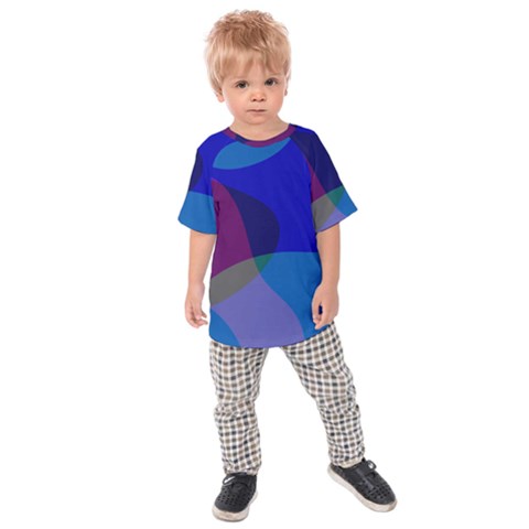 Blue Abstract 1118 - Groovy Blue And Purple Art Kids  Raglan Tee by KorokStudios