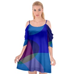 Blue Abstract 1118 - Groovy Blue And Purple Art Cutout Spaghetti Strap Chiffon Dress by KorokStudios