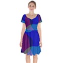 Blue Abstract 1118 - Groovy Blue And Purple Art Short Sleeve Bardot Dress View1