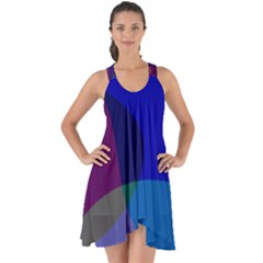 Blue Abstract 1118 - Groovy Blue And Purple Art Show Some Back Chiffon Dress by KorokStudios