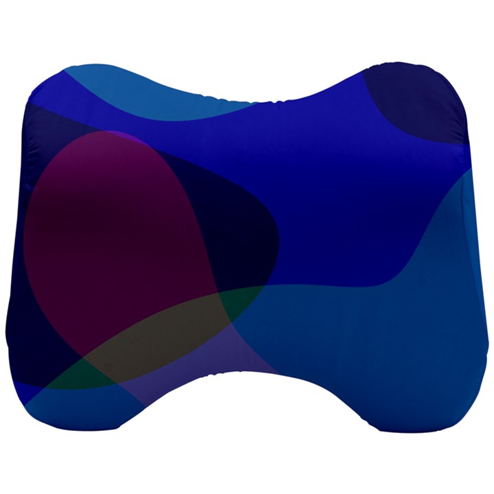 Blue Abstract 1118 - Groovy Blue And Purple Art Head Support Cushion