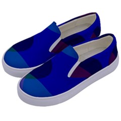 Blue Abstract 1118 - Groovy Blue And Purple Art Kids  Canvas Slip Ons by KorokStudios