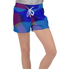 Blue Abstract 1118 - Groovy Blue And Purple Art Velour Lounge Shorts