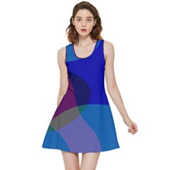 Blue Abstract 1118 - Groovy Blue And Purple Art Inside Out Reversible Sleeveless Dress by KorokStudios