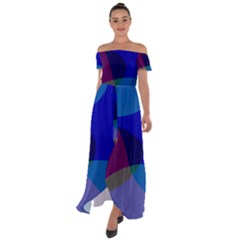 Blue Abstract 1118 - Groovy Blue And Purple Art Off Shoulder Open Front Chiffon Dress by KorokStudios