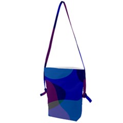 Blue Abstract 1118 - Groovy Blue And Purple Art Folding Shoulder Bag by KorokStudios