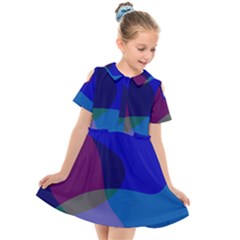 Blue Abstract 1118 - Groovy Blue And Purple Art Kids  Short Sleeve Shirt Dress by KorokStudios