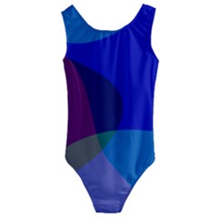 Blue Abstract 1118 - Groovy Blue And Purple Art Kids  Cut-out Back One Piece Swimsuit by KorokStudios