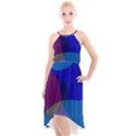 Blue Abstract 1118 - Groovy Blue And Purple Art High-Low Halter Chiffon Dress  View1