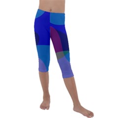 Blue Abstract 1118 - Groovy Blue And Purple Art Kids  Lightweight Velour Capri Leggings  by KorokStudios