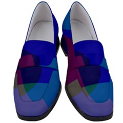 Blue Abstract 1118 - Groovy Blue And Purple Art Women s Chunky Heel Loafers by KorokStudios