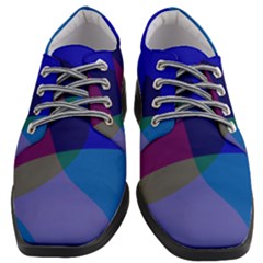 Blue Abstract 1118 - Groovy Blue And Purple Art Women Heeled Oxford Shoes by KorokStudios