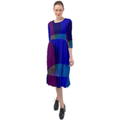 Blue Abstract 1118 - Groovy Blue And Purple Art Ruffle End Midi Chiffon Dress by KorokStudios