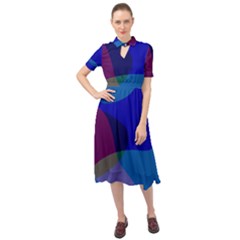 Blue Abstract 1118 - Groovy Blue And Purple Art Keyhole Neckline Chiffon Dress by KorokStudios