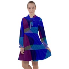 Blue Abstract 1118 - Groovy Blue And Purple Art All Frills Chiffon Dress by KorokStudios