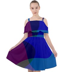 Blue Abstract 1118 - Groovy Blue And Purple Art Cut Out Shoulders Chiffon Dress by KorokStudios