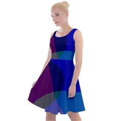 Blue Abstract 1118 - Groovy Blue And Purple Art Knee Length Skater Dress by KorokStudios