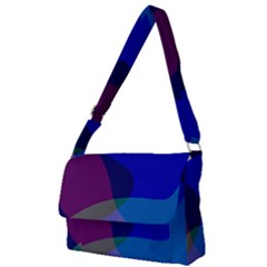 Blue Abstract 1118 - Groovy Blue And Purple Art Full Print Messenger Bag (l) by KorokStudios