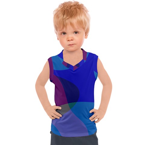 Blue Abstract 1118 - Groovy Blue And Purple Art Kids  Sport Tank Top by KorokStudios