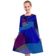 Blue Abstract 1118 - Groovy Blue And Purple Art Kids  Midi Sailor Dress by KorokStudios