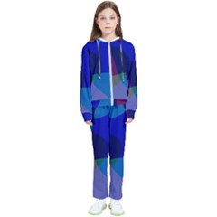 Blue Abstract 1118 - Groovy Blue And Purple Art Kids  Tracksuit by KorokStudios