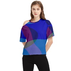 Blue Abstract 1118 - Groovy Blue And Purple Art One Shoulder Cut Out Tee by KorokStudios