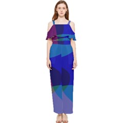 Blue Abstract 1118 - Groovy Blue And Purple Art Draped Sleeveless Chiffon Jumpsuit by KorokStudios