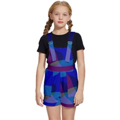 Blue Abstract 1118 - Groovy Blue And Purple Art Kids  Short Overalls by KorokStudios