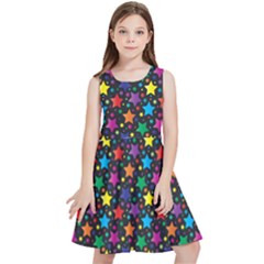 Rainbow Stars Black Kids  Skater Dress by ALIXE