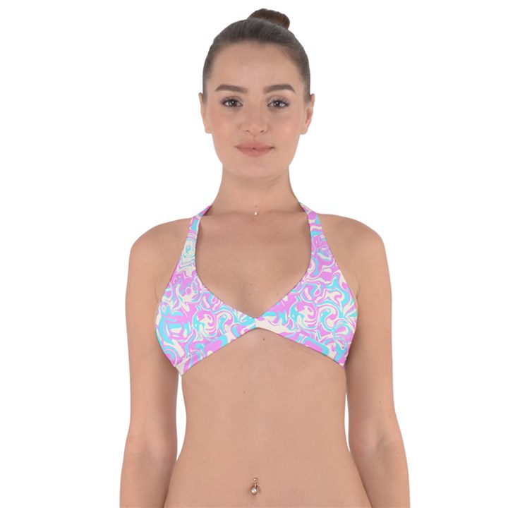 Swimwear Teal Pink Collection Halter Neck Bikini Top